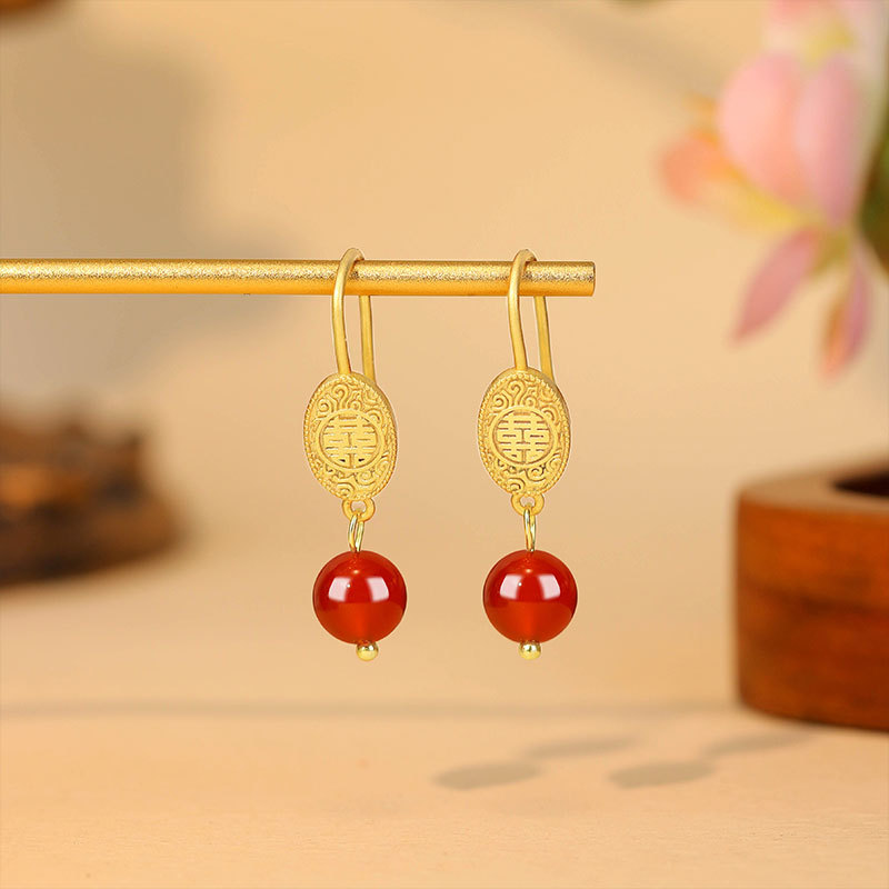 Natural Red Jade Bead Earrings - đánh giá và giá Gold Plated Jewelry