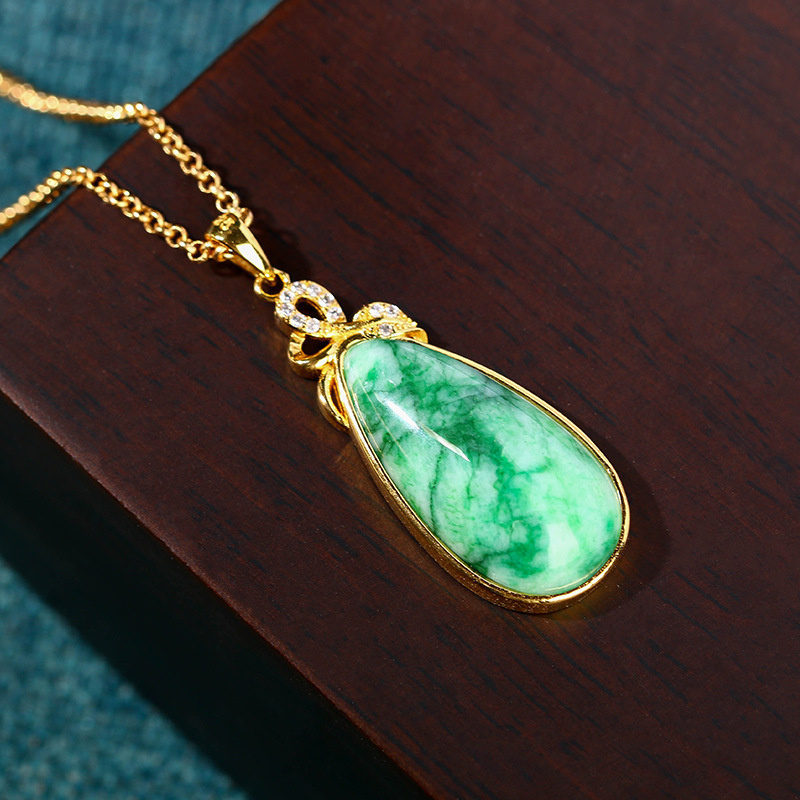 Natural Jade Water Drop Pendan - đánh giá và giá Gold Plated Jewelry