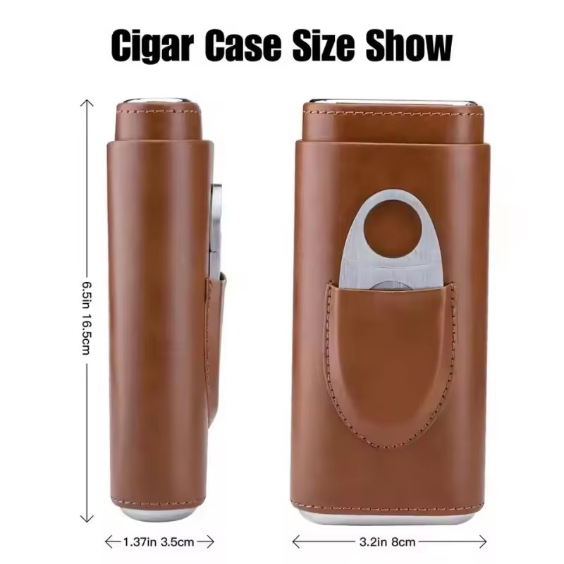 Leather Cigar Case 3 Finger Po - đánh giá và giá Premium Cigar Case