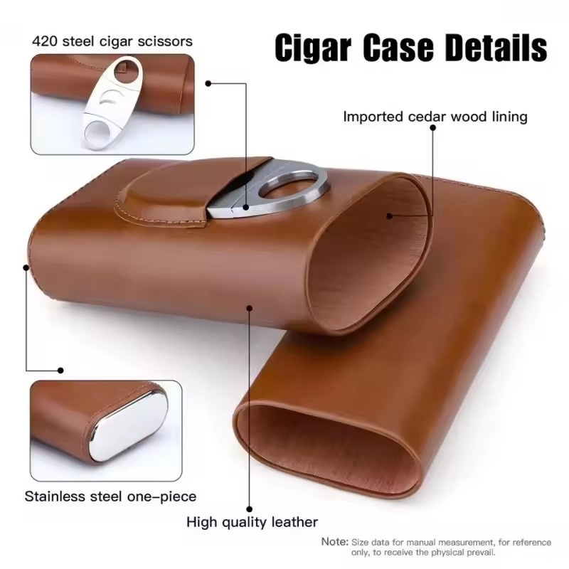 Leather Cigar Case 3 Finger Po - đánh giá và giá Premium Cigar Case