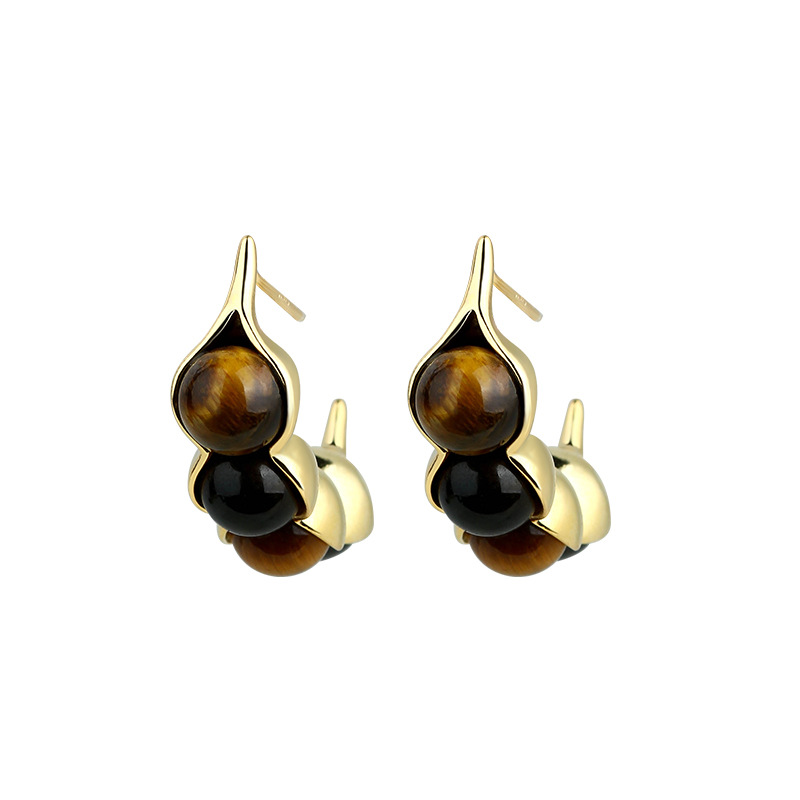 Tiger Eye Pod Earrings Gemston - đánh giá và giá Gold Plated Jewelry